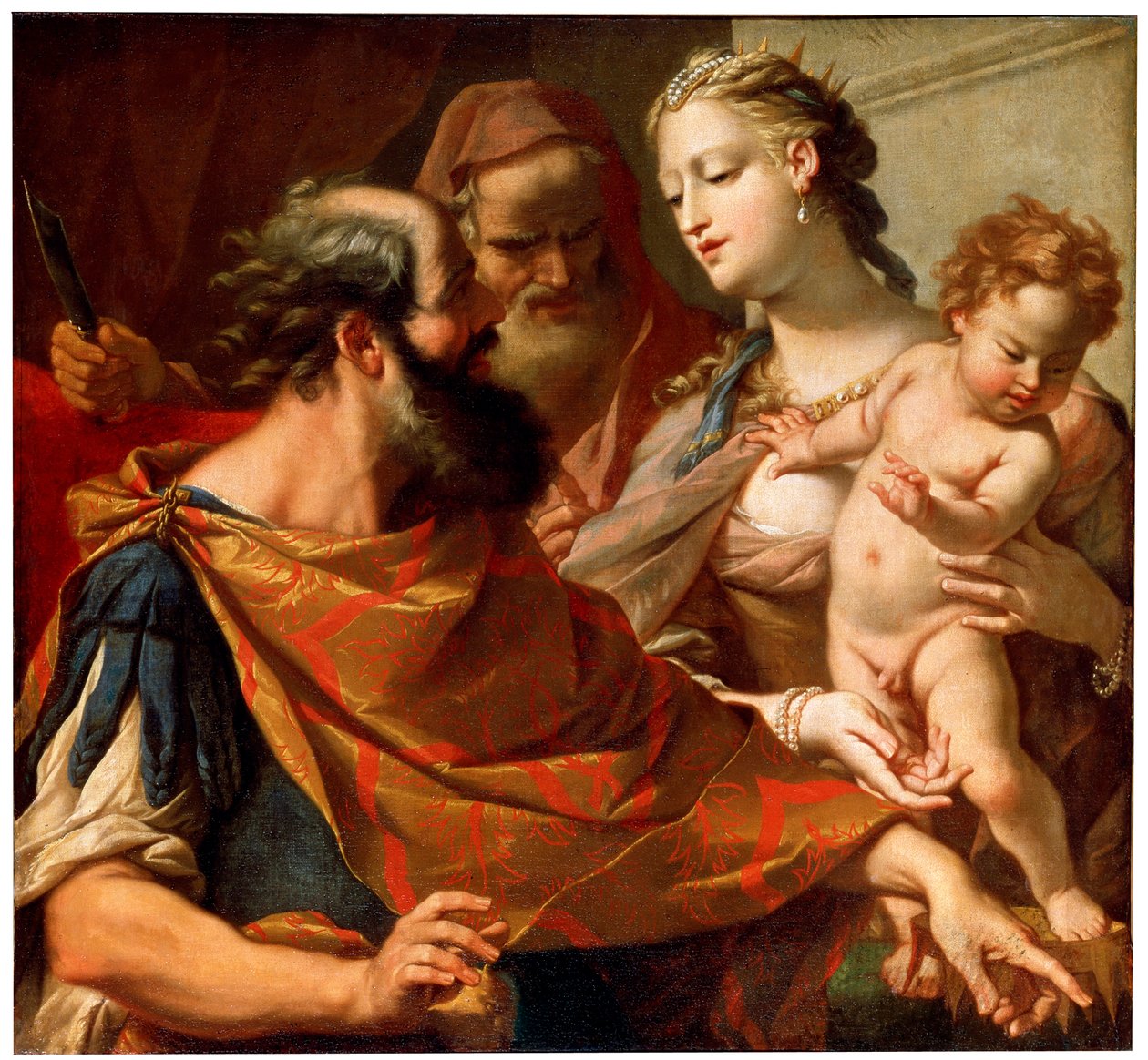 Barnet Moses som tråkker på faraoens krone, c1685-c1687 av Sebastiano Ricci