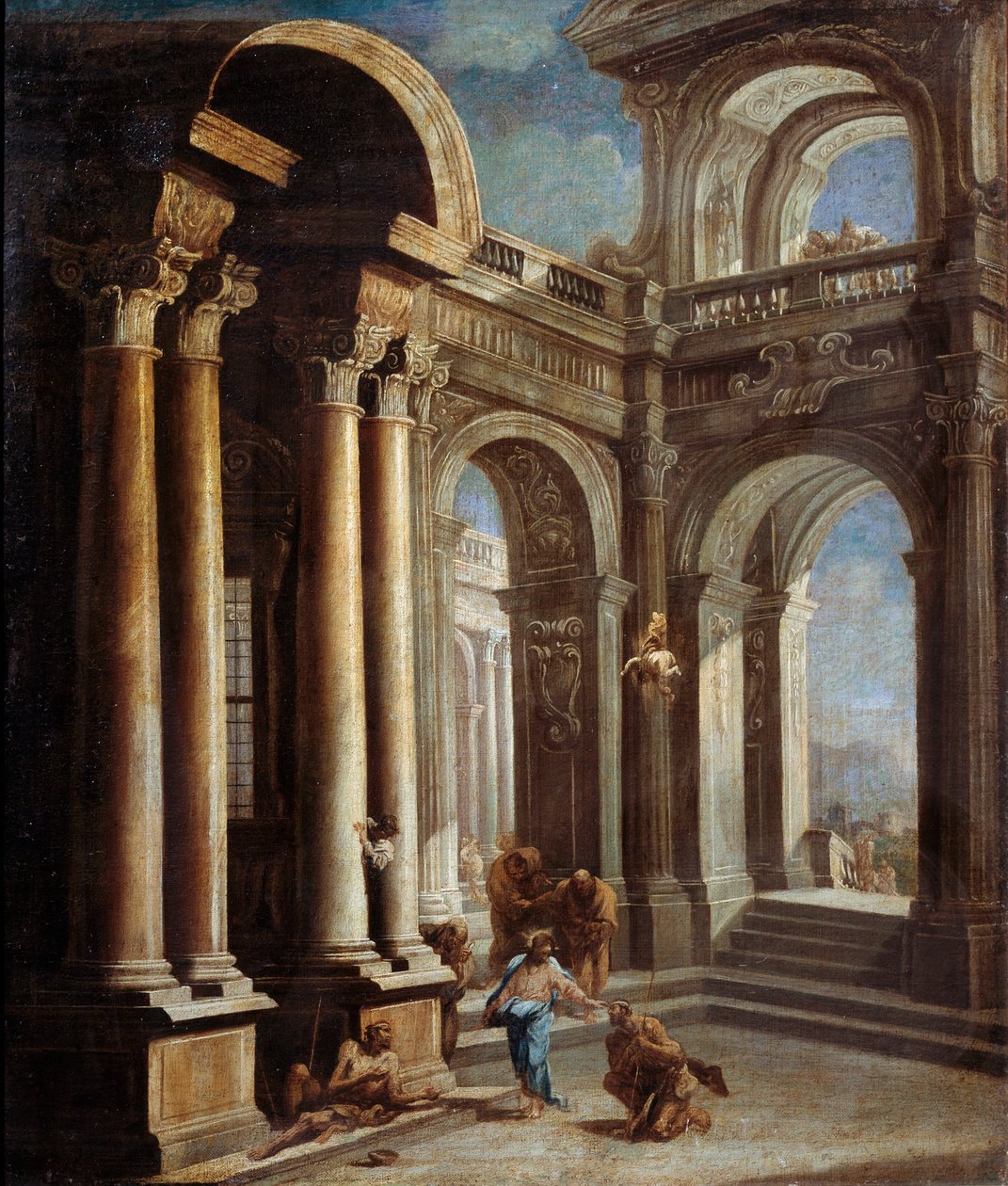 Helbredelsen av den blinde mannen fra Jeriko'. av Sebastiano Ricci