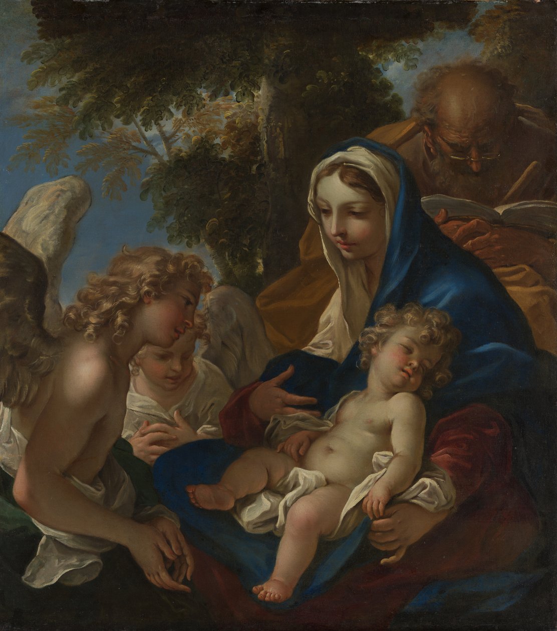 Den hellige familie med engler, ca. 1700. av Sebastiano Ricci