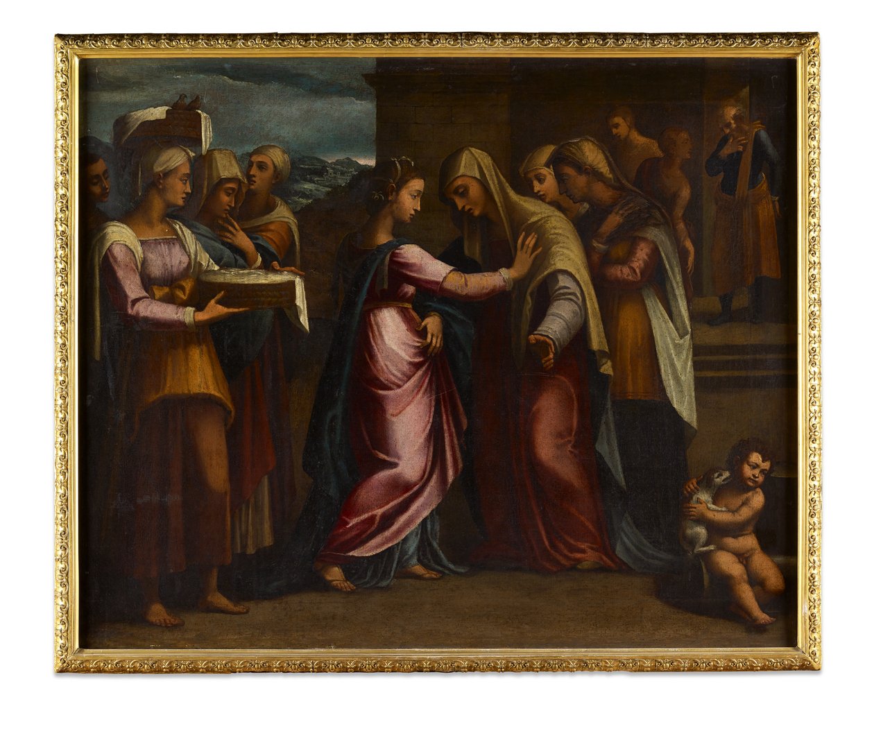 Besøket (olje på lerret) av Sebastiano del (c.1485-1547) (after) Piombo