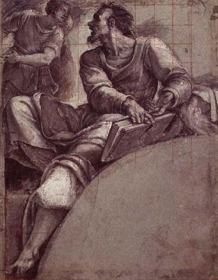 En profet tiltalt av en engel (trykk) av Sebastiano del (c.1485 1547) Piombo