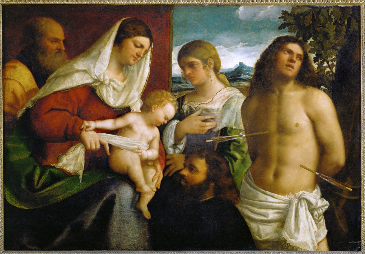 Hellig samtale … av Sebastiano del (c.1485-1547) Piombo
