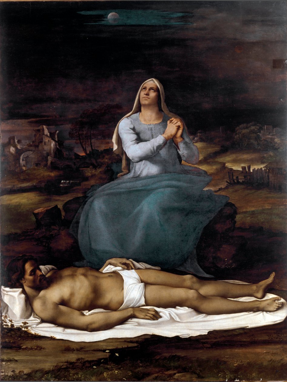 Pieta. (Maleri, ca. 1515) av Sebastiano del (c.1485 1547) Piombo