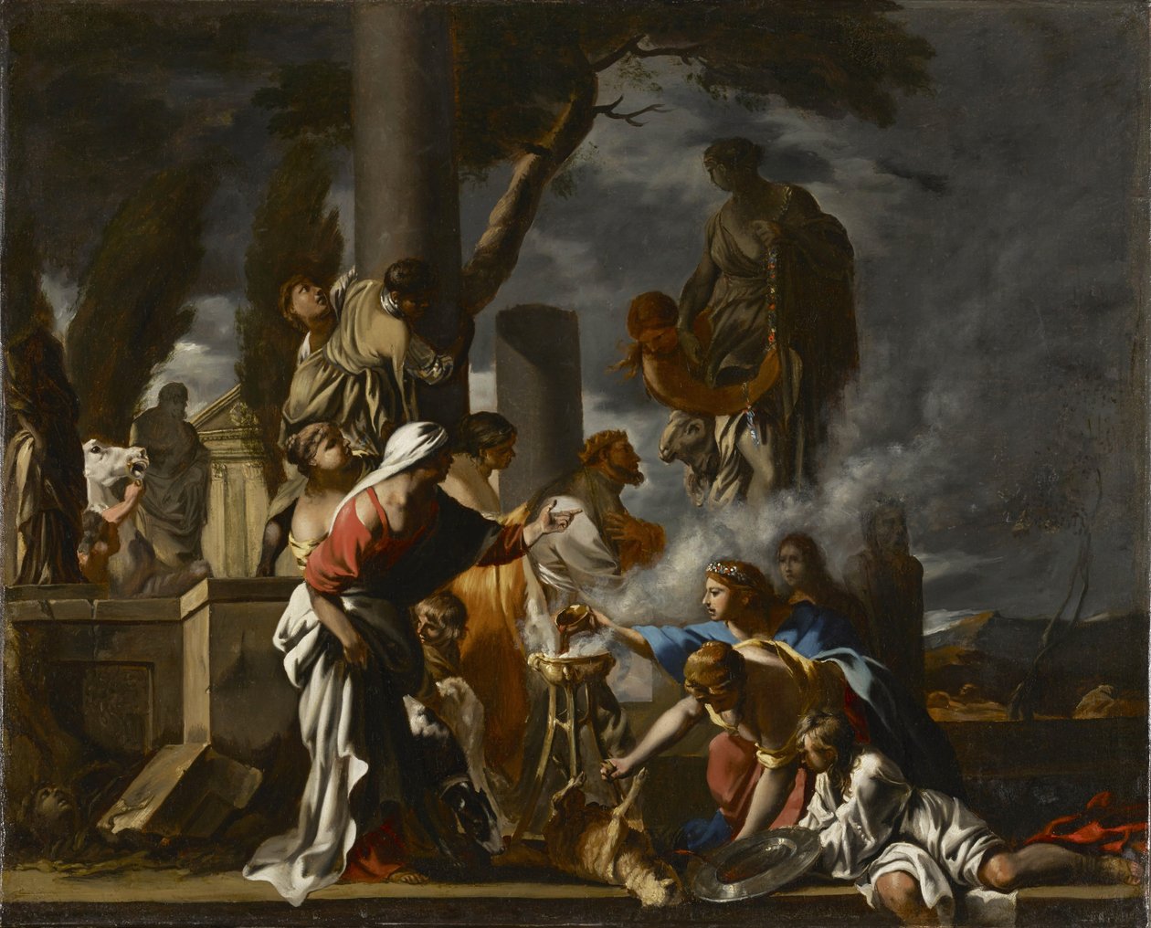 Kong Salomo ofrer til avgudene, ca. 1640 av Sébastien Bourdon