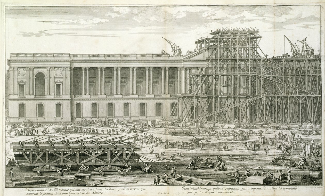 Bygningen av hovedinngangen til Louvre, Paris av Sebastien I Le Clerc