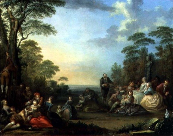 The Bird Catchers, 1750 (panel) (par til 87637) av Sebastien II Le Clerc