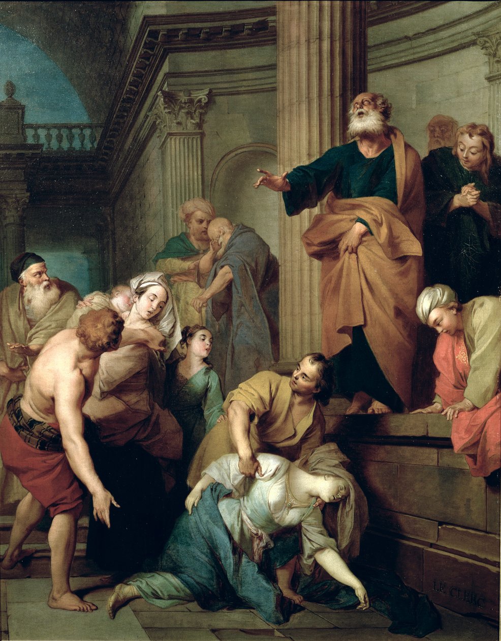 Døden til Sapphira, Ananias kone av Sebastien II Le Clerc