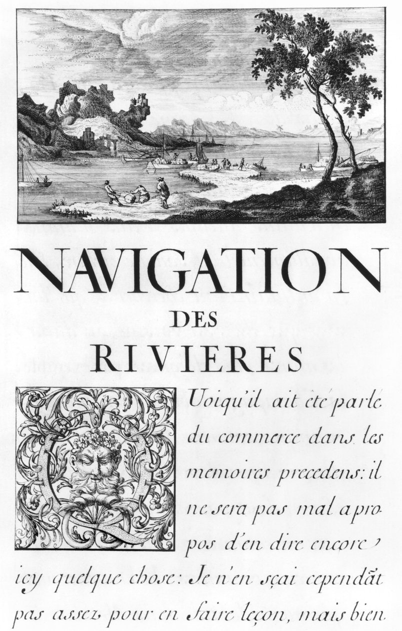 Ms 260 tome IV Tittelside til 'Navigering av elvene' fra 'Oisivetes de M. Vauban som inneholder flere memoarer eller Ramas av hans vei' av Sebastien Le Prestre de Vauban