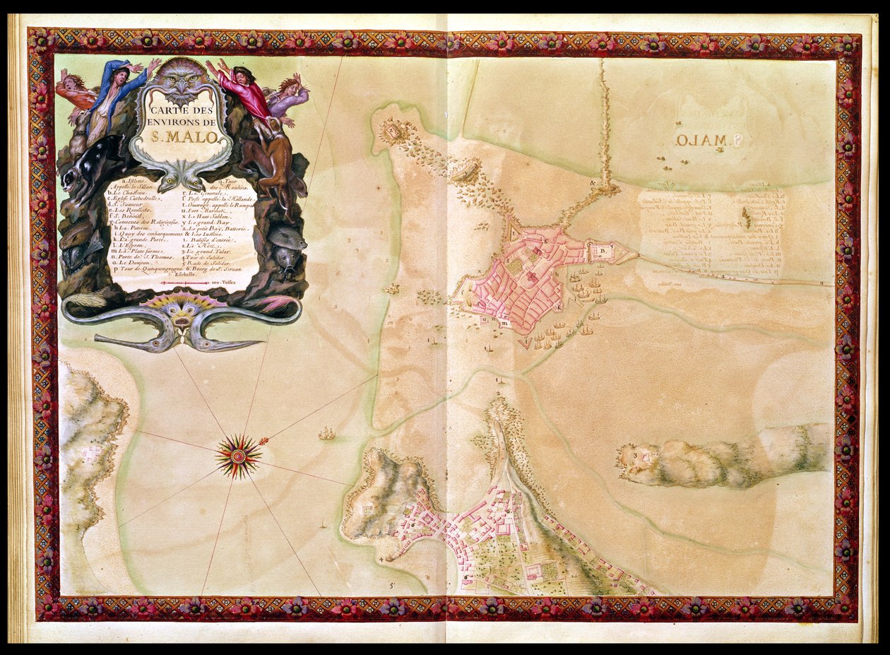 Ms 988 Vol.3 fol.29 Kart og plan over Saint-Malo, fra 