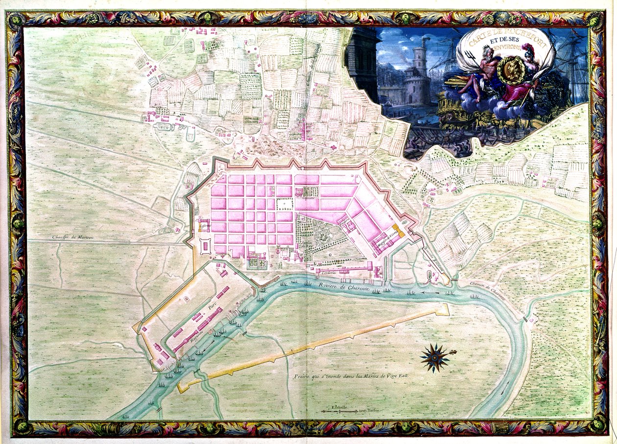 Ms. 988, Vol.3 fol.38 Plan over Rochefort og dens omgivelser, fra 