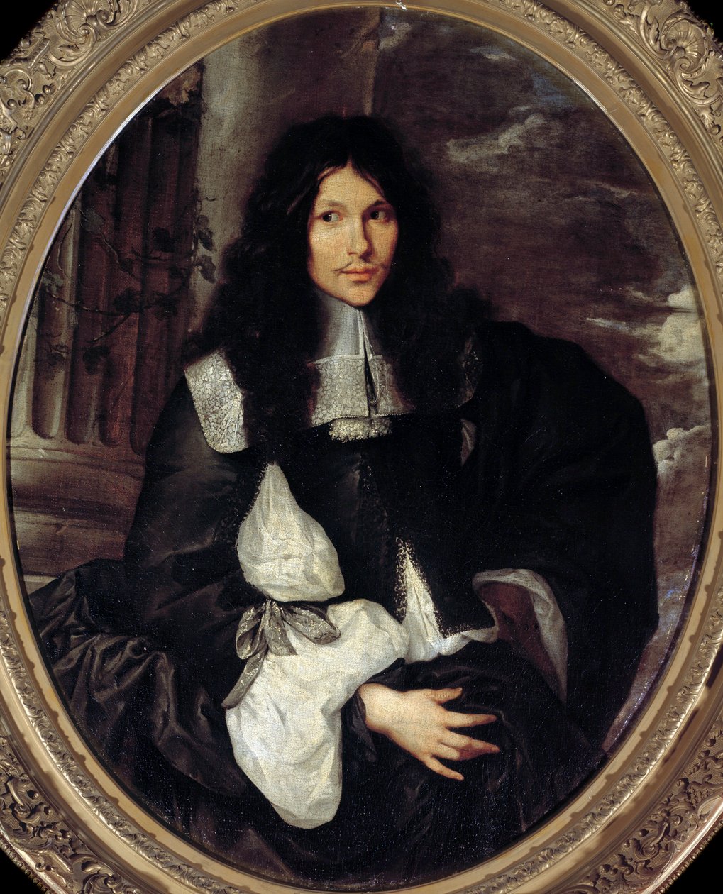 Portrett av en mann (lenge antar Jean Fouquet). Anonymt maleri av skolen til Sebastien Bourdon (1616-1671) av Sebastien (school of) Bourdon