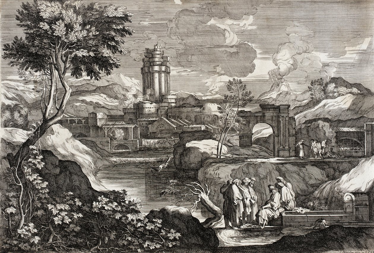 Landskap med Josef i Egypt av Sébastien Bourdon