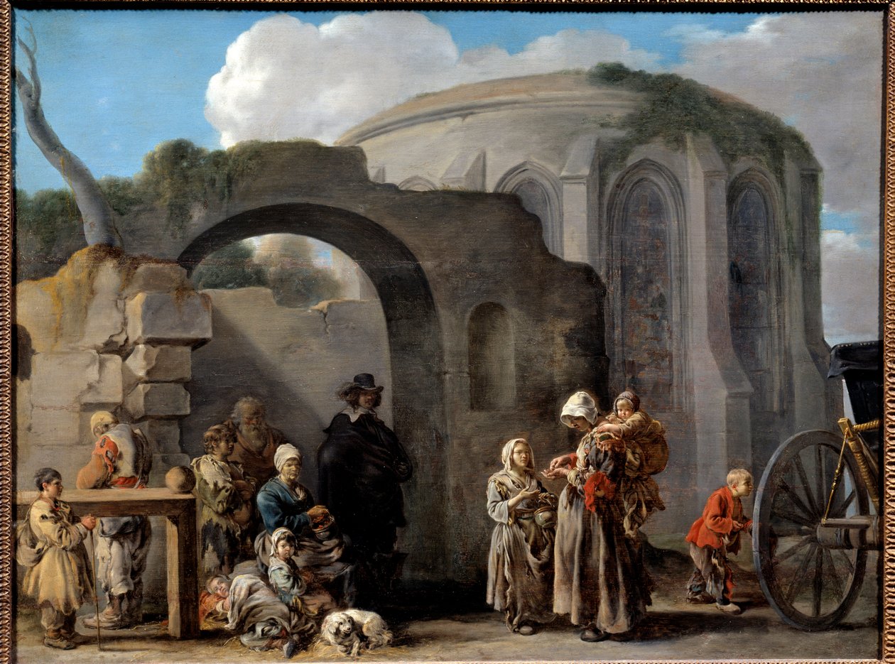 Les tiggere Maleri av Sebastien Bourdon (1616-1671) 1600-tallets søn. 0,49x0,65 m av Sébastien Bourdon