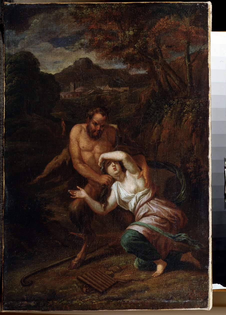 ""Pan et la nymphe Syrinx"" (Pan and Nymph Syrinx) Maleri av Sebastien Bourdon (1616-1671) Statens friluftsmuseum fra 1600-tallet Palace Gatchina, St. Petersburg av Sébastien Bourdon