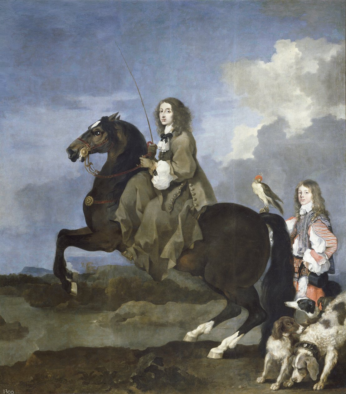 Portrett av Christine av Sverige til hest (1626-1689), dronning av Sverige - Christina av Sverige (1626-1689) til hest - Maleri av Sebastien Bourdon (1616-1671) av Sébastien Bourdon