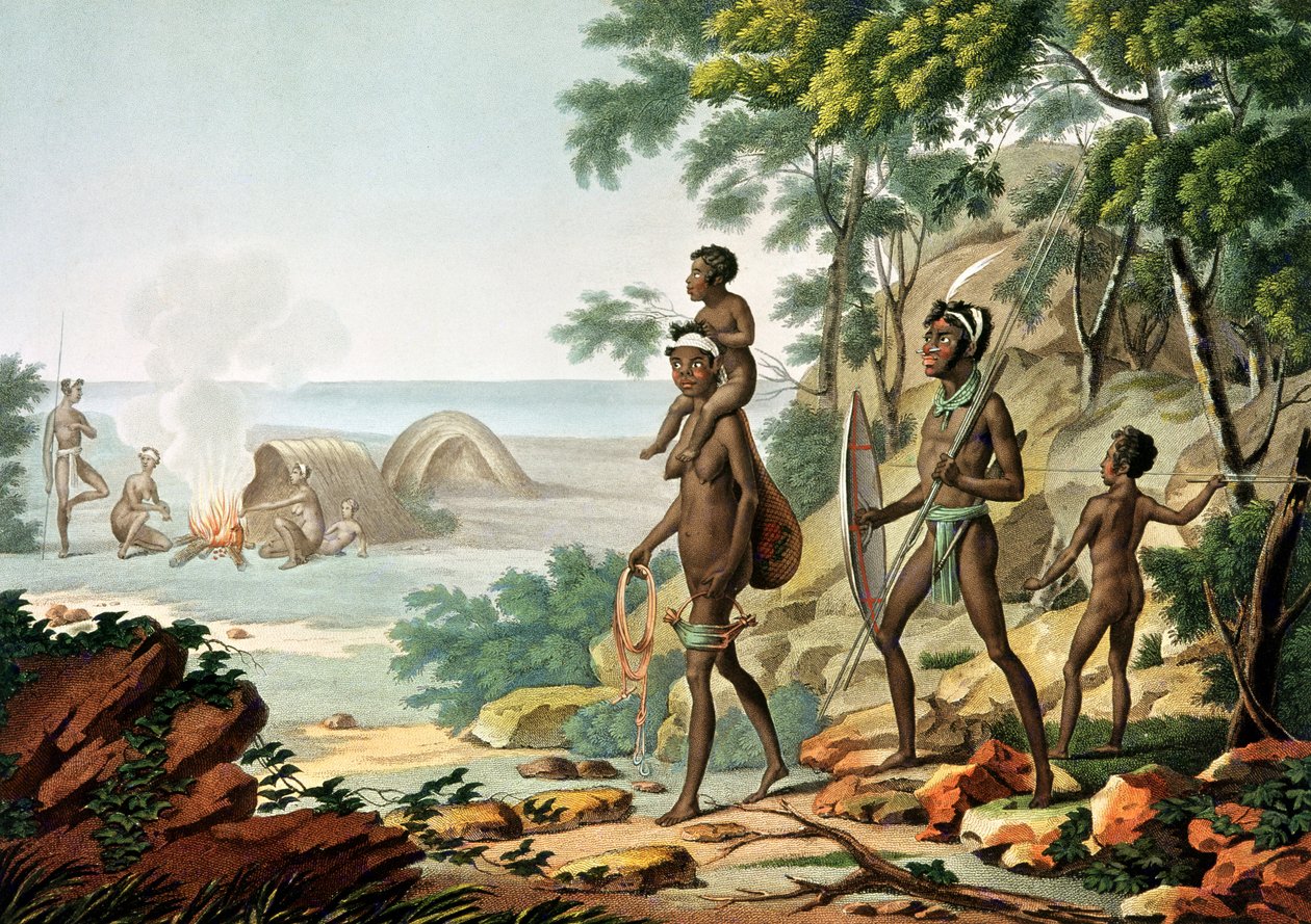 Port Jackson, New Holland: Aboriginal Family, fra 