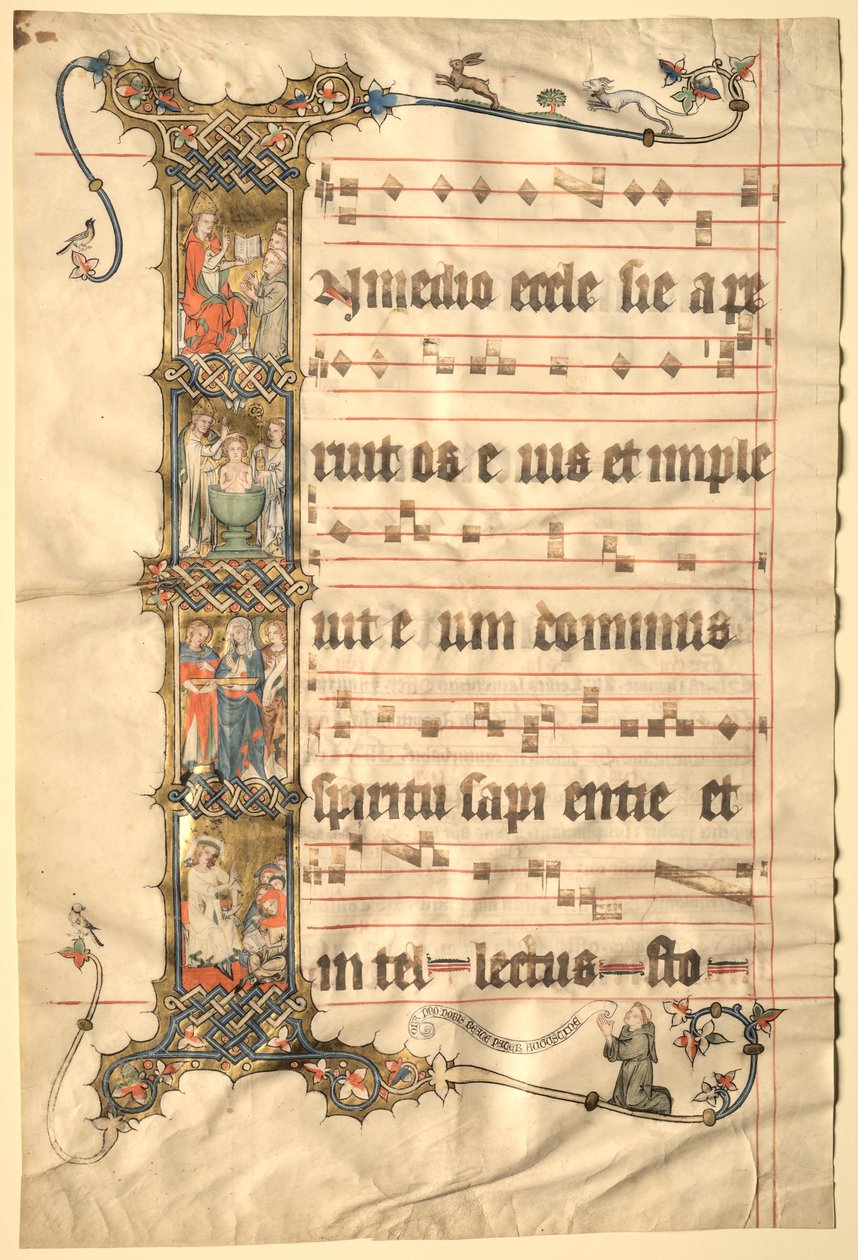 Leaf from the Wettinger Gradual: Historiated Initial I..., c1330. av Second Master of the Wettinger Gradual