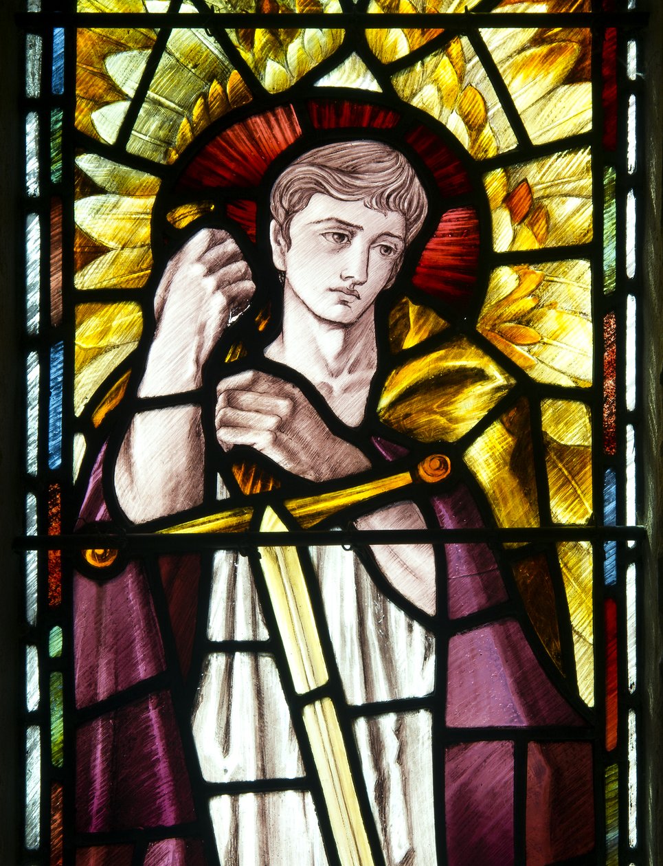 Mortehoe, St Mary, Heaton Butler & Bayne, Selwyn Image, Archangel St Michael detalj, ca. 1890 av Selwyn Image Selwyn Image