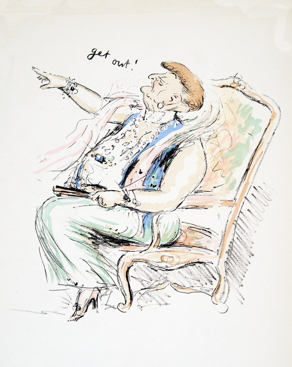 Get Out!, fra White Bottoms, pub. 1927 (fargeblokktrykk) av Sem
