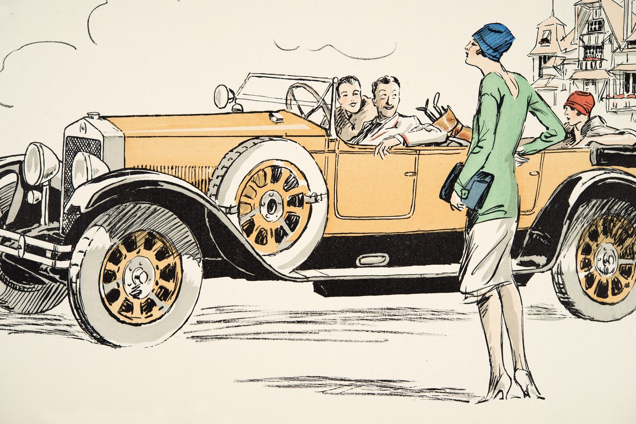 Golf på Deauville, fra White Bottoms, pub. 1927 (fargeblokktrykk) av Sem