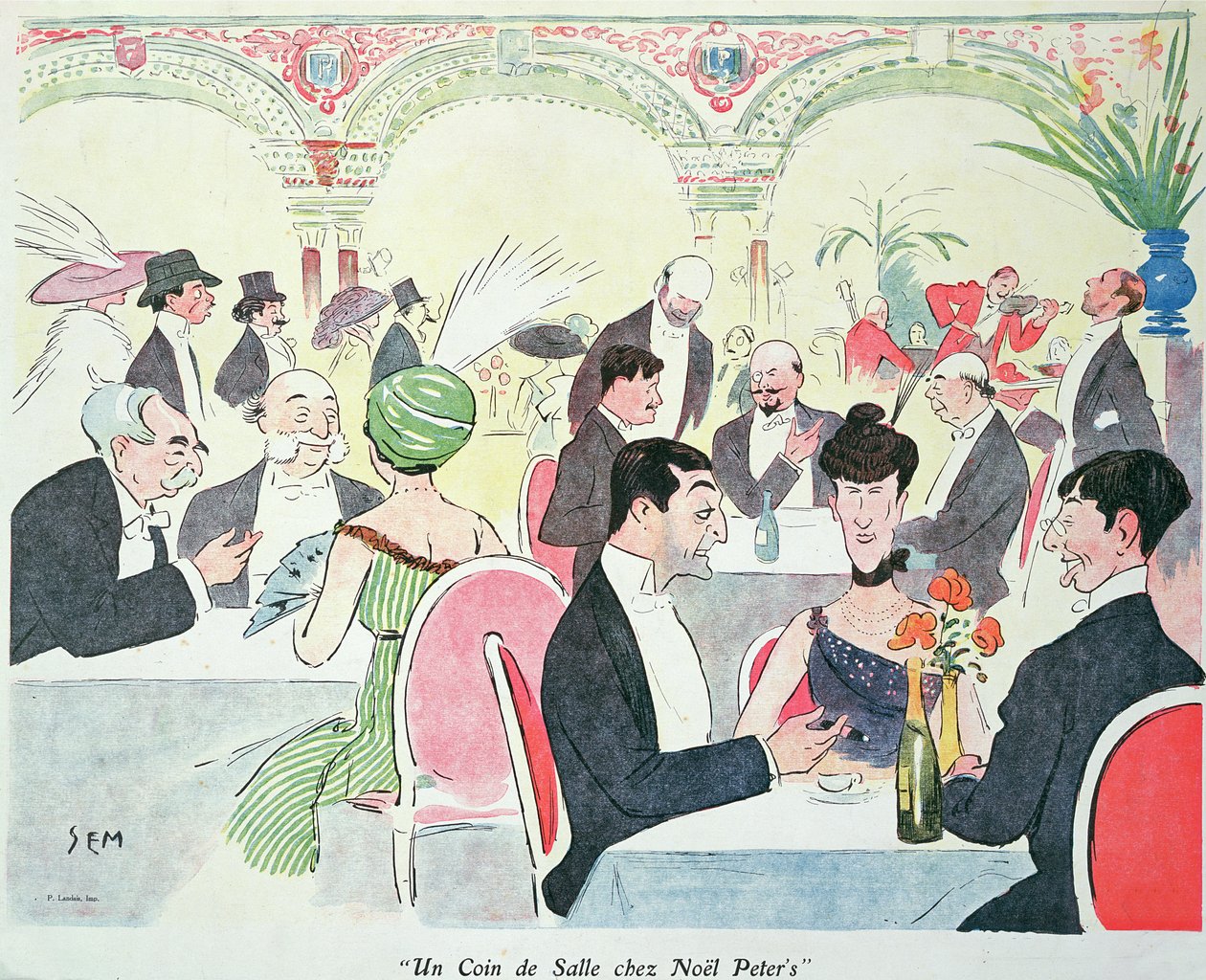 Noel Peters restaurant i Paris, 1914 av Sem