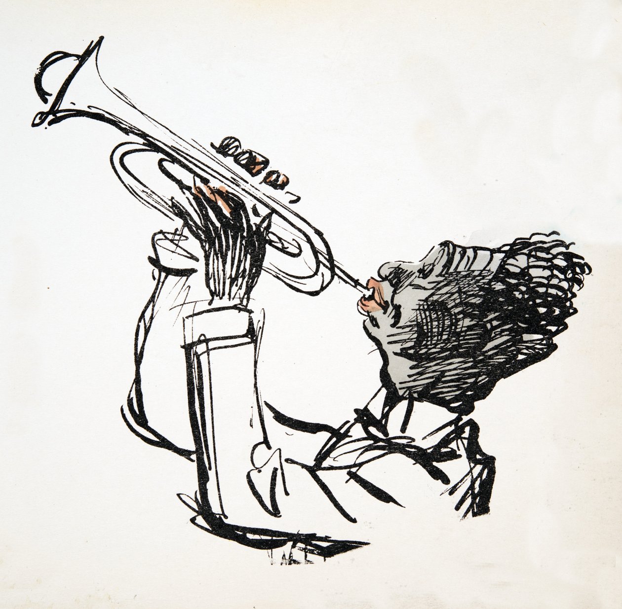 Trompetspiller, fra White Bottoms, pub. 1927 (fargeblokktrykk) av Sem