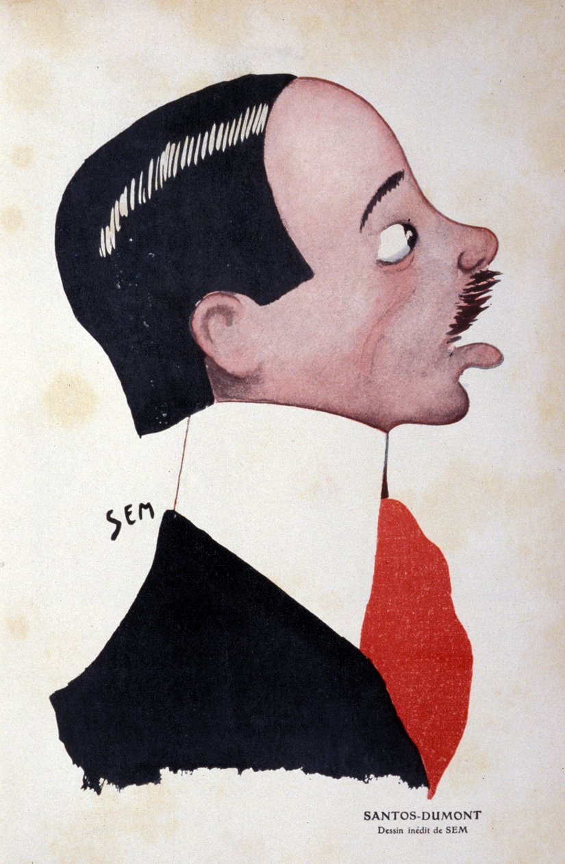 Portrett av Alberto Santos-Dumont (1873 - 1932), brasiliansk ingeniør og luftfart av Sem (1863 - 1934). av Sem