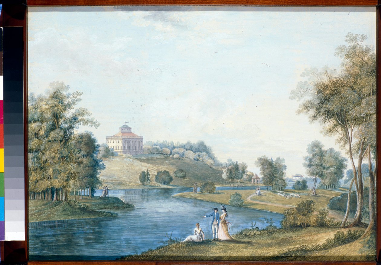 Paysage a Sivoritsy, Russie - Gouache sur papier de Semyon Fyodorovich Shchedrin (Semion Chtchedrine) (1745-1804), avant 1792 - Utsikt over landstedet Sivoritsy - Gouache på papir av Semyon Fyodorovich Shchedrin (1745-1804), før 4802, ,1x59 cm - av Semen Fedorovich Shchedrin