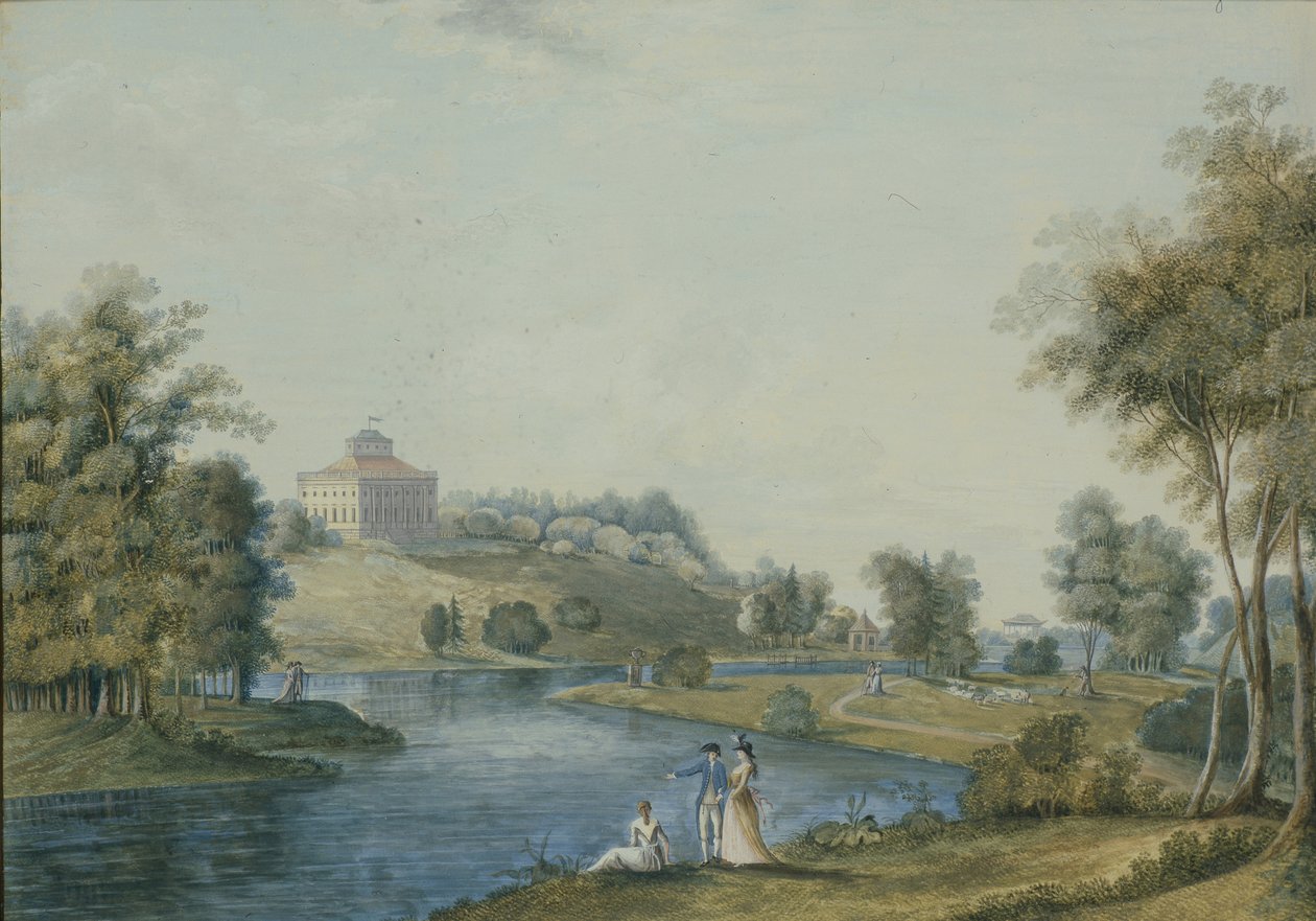 Utsikt over landstedet Sivoritsy, før 1792 av Semyon Fyodorovich Shchedrin
