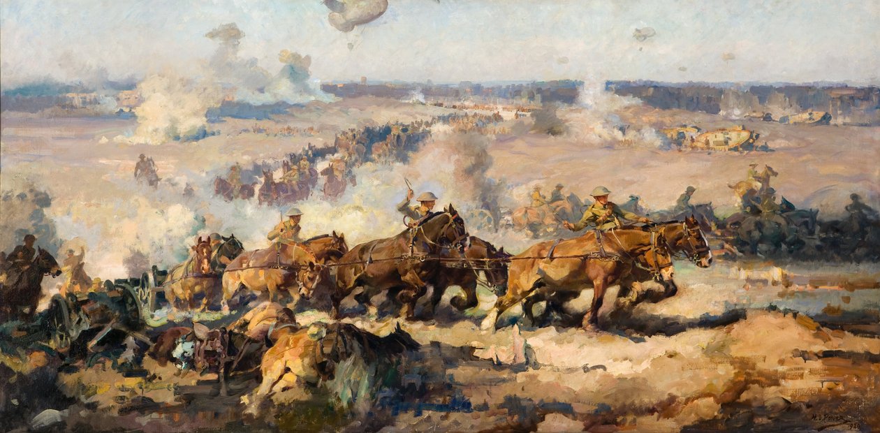 Slaget før Villers-Bretonneux, 8. august 1918 av Septimus Power