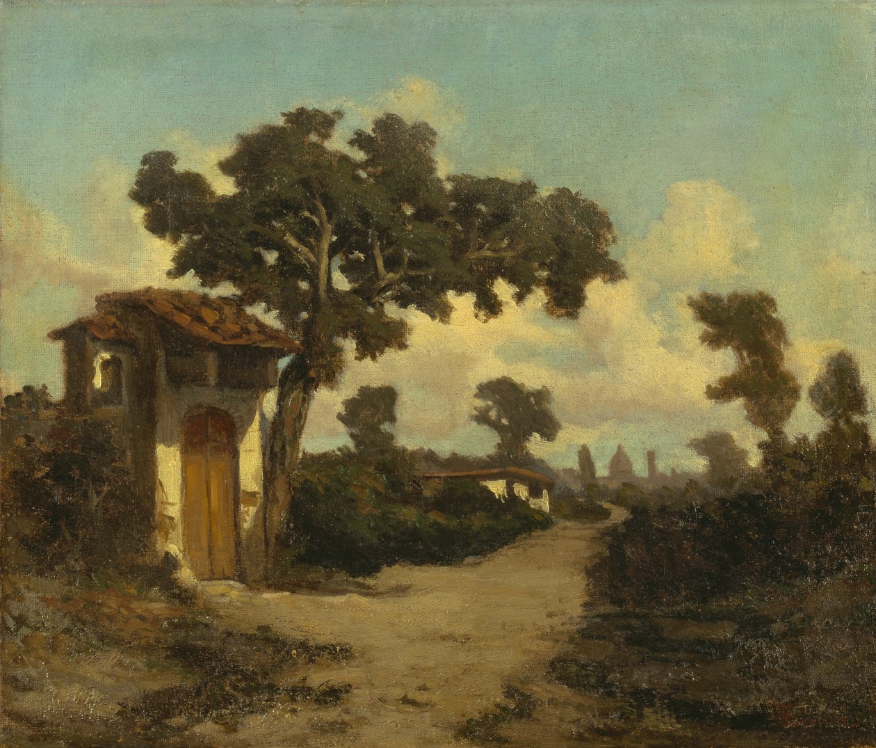 Rundt Firenze, av Serafino De Tivoli (1825-1892), olje på lerret, 31x37 cm av Serafino de Tivoli