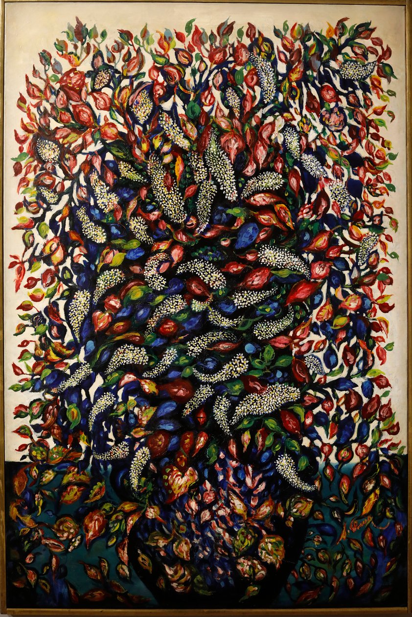 Blomster og frukt, ca. 1920 (olje på lerret) av Seraphine Louis