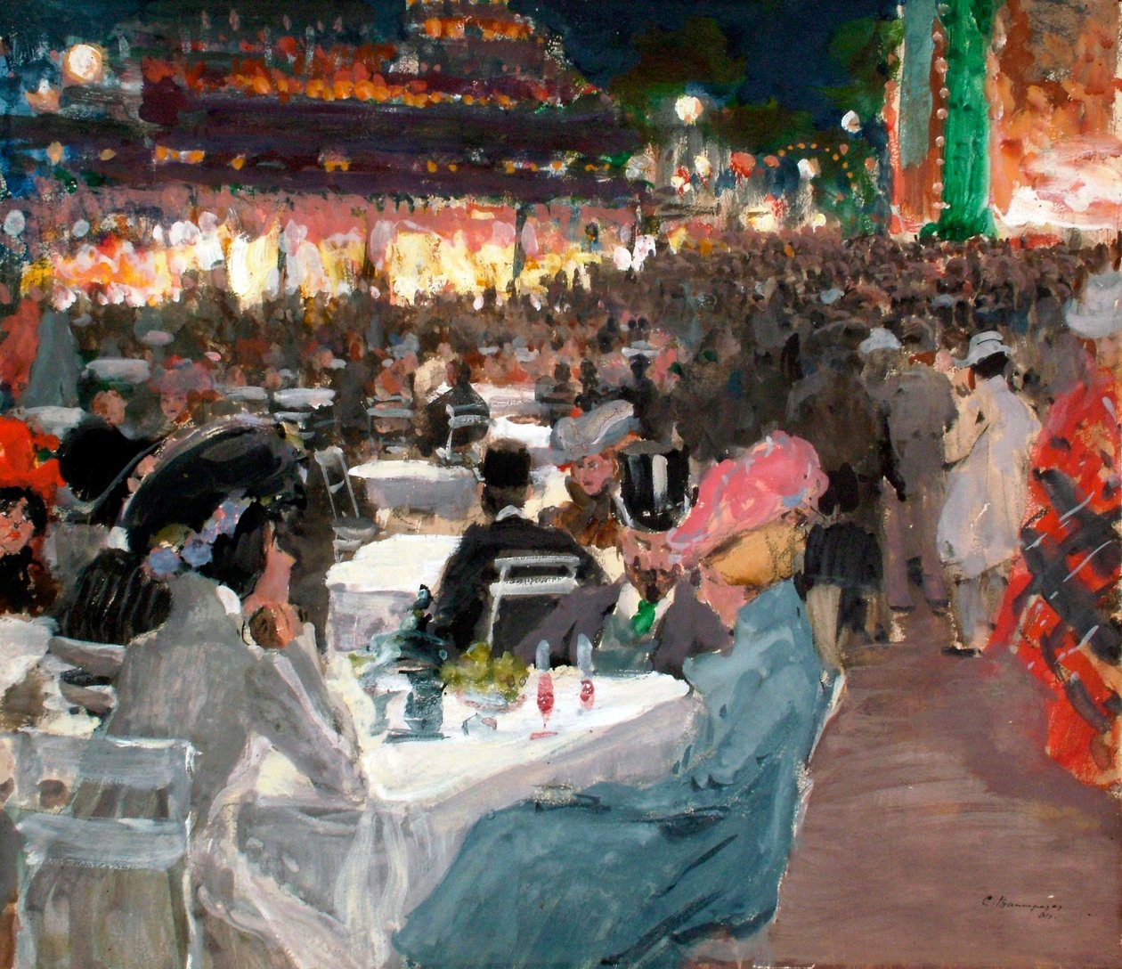 Kafé i Paris om natten, 1901 av Sergei Arsenevich Vinogradov