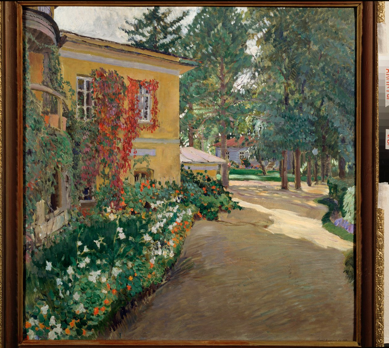 In a Country Estate - Maleri av Sergei Arsenyevich Vinograd (1869-1938), olje på lerret av Sergei Arsenevich Vinogradov