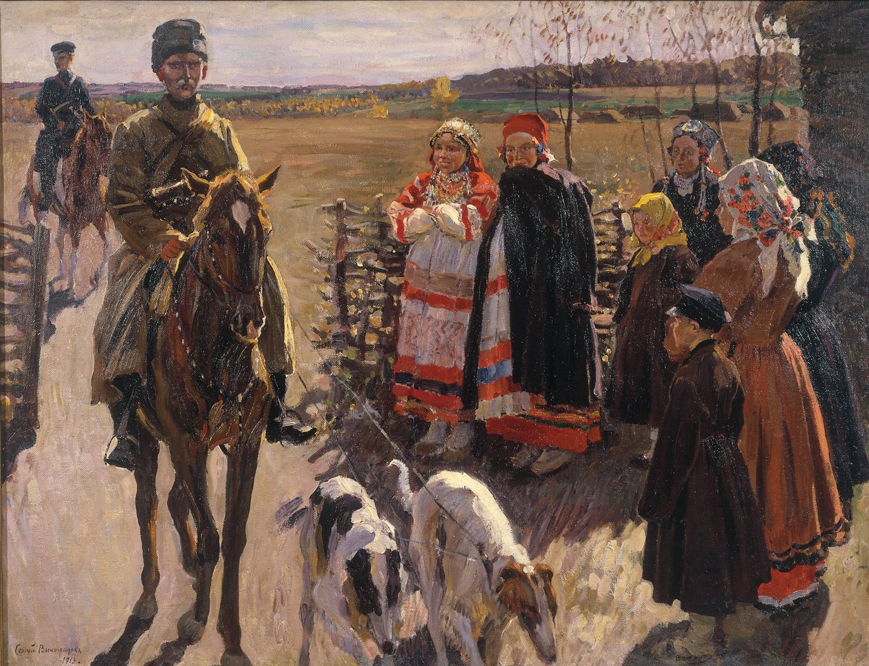 Jegere med Borzois, 1913 av Sergei Arsenevich Vinogradov