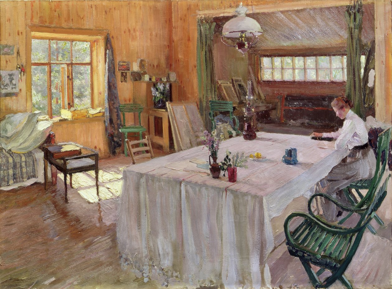 I kunstnerens hus Konstantin Korovin (1861-1939) 1907 (olje på lerret) av Sergei Arsenevich Vinogradov