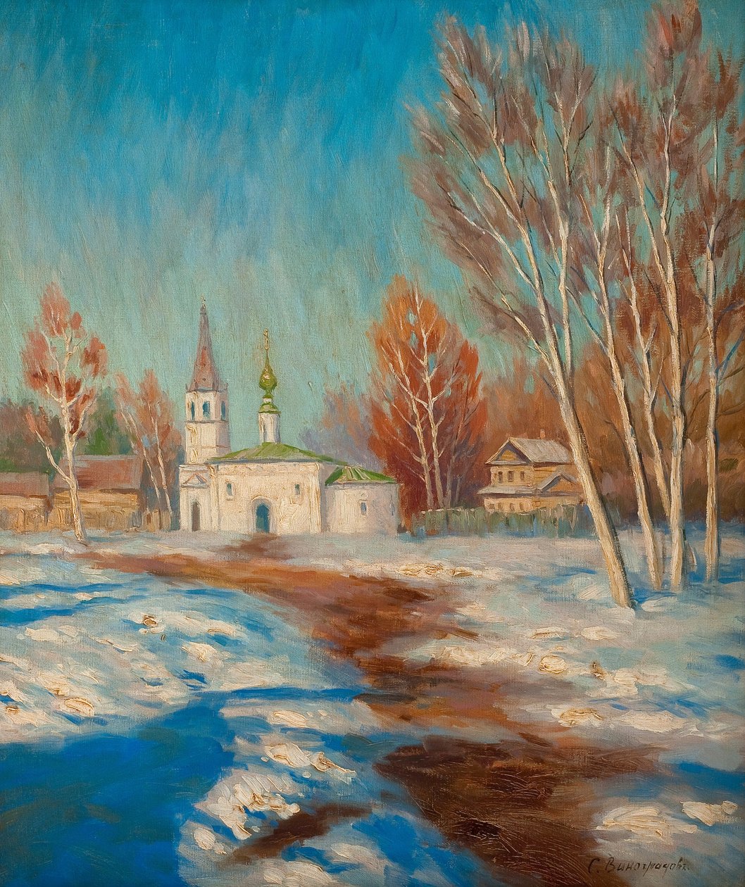 Vårlandskap av Sergei Arsenevich Vinogradov