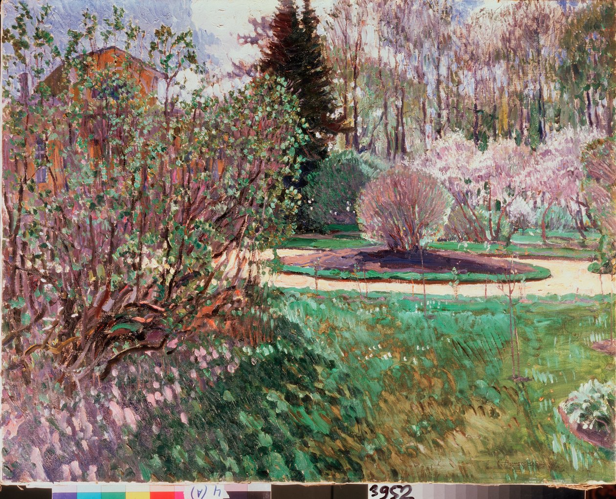 A Garden, Spring - Maleri av Sergei Arsenyevich Vinogradov (1869-1938), olje på lerret av Sergei Arsenevich Vinogradov