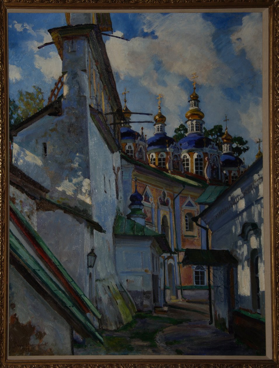 Utsikt over Pskovo-Pechersky-klosteret, 1928 av Sergei Arsenevich Vinogradov