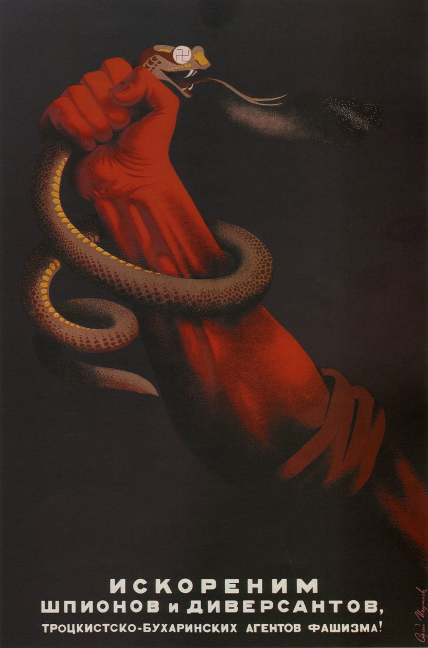 Vi vil rykke opp spioner og avledere av de trotskij-bukharintiske agentene for fascismen!, 1937 av Sergei Dmitrievich Igumnov