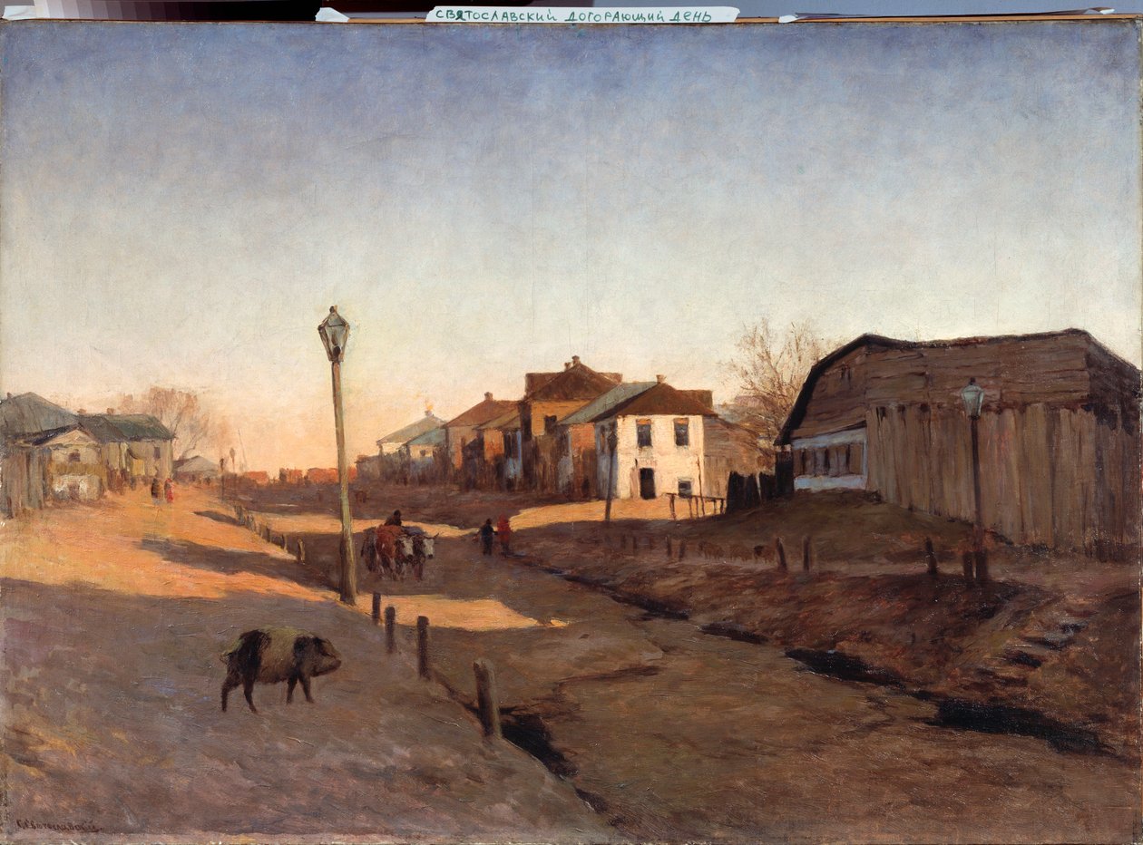 Day going out - Maleri av Sergei Ivanovich Svetoslavsky (Svetoslavsky) (1857-1931), olje på lerret - russisk kunst av Sergei Ivanovich Svetoslavsky