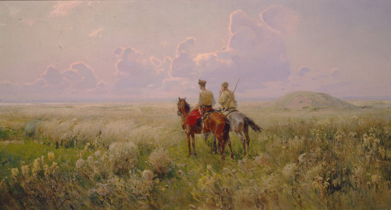Kosakker i steppen, 1900-tallet av Sergei Ivanovich Vasilkovsky