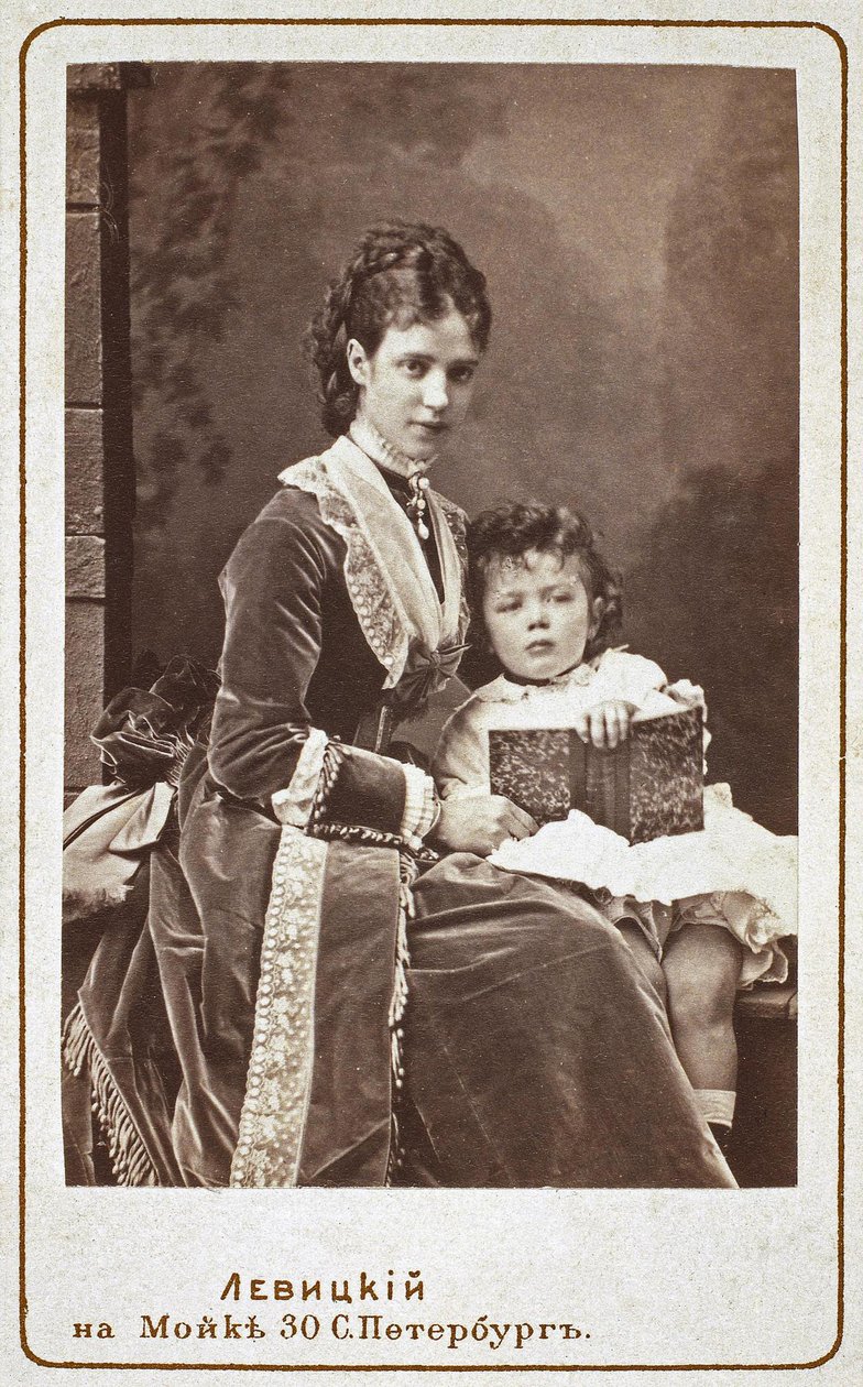 Keiserinne Maria Fyodorovna Dagmar av Danmark 1847-1928 med sønn Nicholas Alexandrovich av Russland, av Sergei Lvovich Levitsky