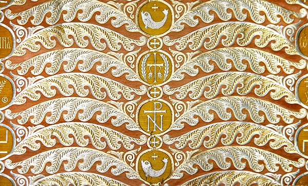 Olovyanishnikov Manufactory Gold Satin, tidlig på 1900-tallet (tekstil) av Sergei Vashkov