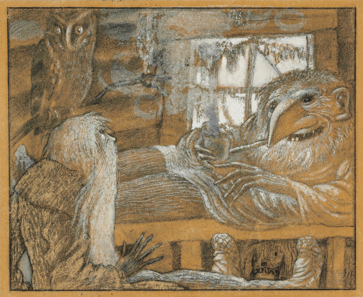 Bonden og domovoyen, 1922. av Sergei Vasilevich Chekhonin