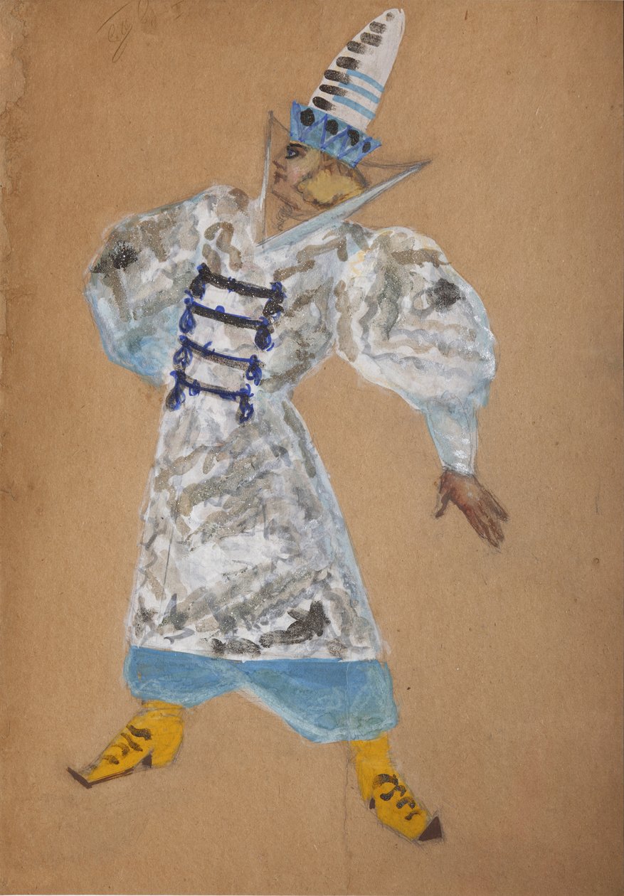 Kostymedesign til operaen The golden Cockerel av N. Rimsky-Korsakov av Sergei Vasilievich Malyutin