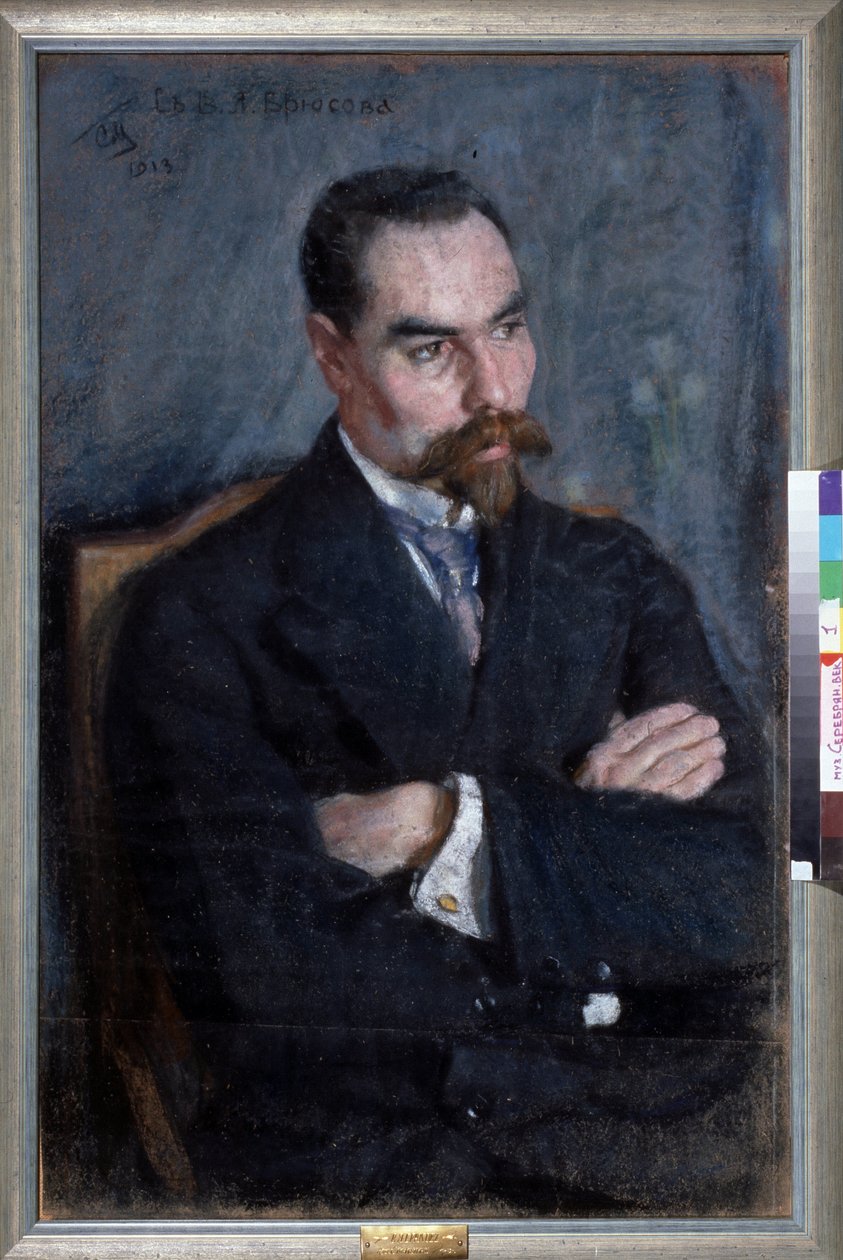 Portrait du poete Valeri Iakovlevitch Brioussov (1873-1924) (Portrait of the Poet Valery Bryusov). Oeuvre Sergei Vasilyevich Malyutin (Serguei Malioutine) (1859-1937), pastel sur papier   1324905   no       norwegian Successfully Translated  Original: Nobi av Sergei Vasilievich Malyutin