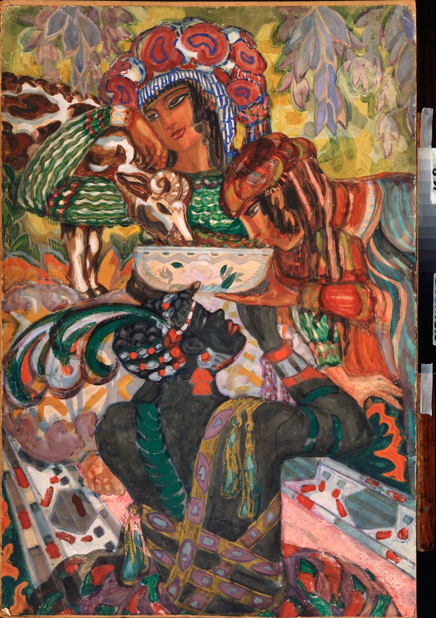 Orientalsk eventyr - Verk av Sergei Yurievich Sudeykin (Serge Soudeikine) (1882-1946), gouache og tempera på papp, cirka 1910, russisk kunst, 1900-tallet, art nouveau, modernisme - Regionalt kunstgalleri, Taganrog (Russland) av Sergei Yurevich Sudeikin