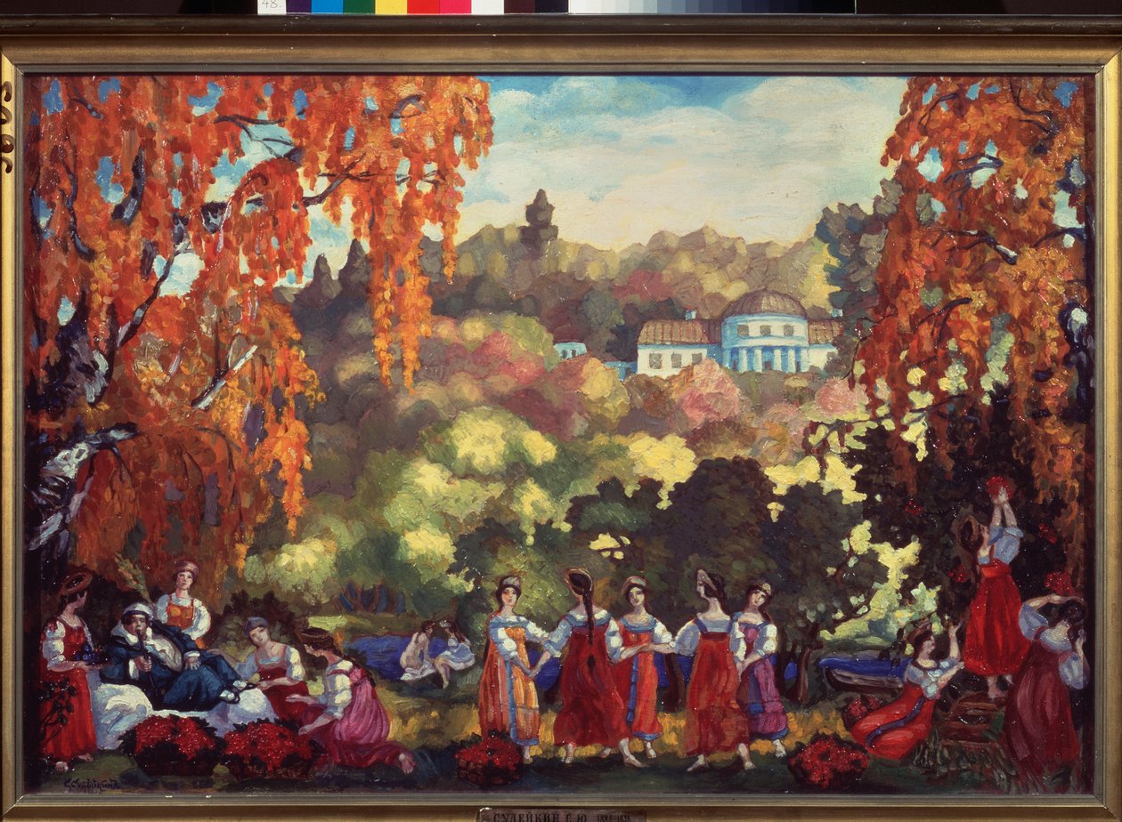 Sensommer - Verk av Sergei Yurievich Sudeykin (Serge Soudeikine) (1882-1946), olje på papp av Sergei Yurevich Sudeikin