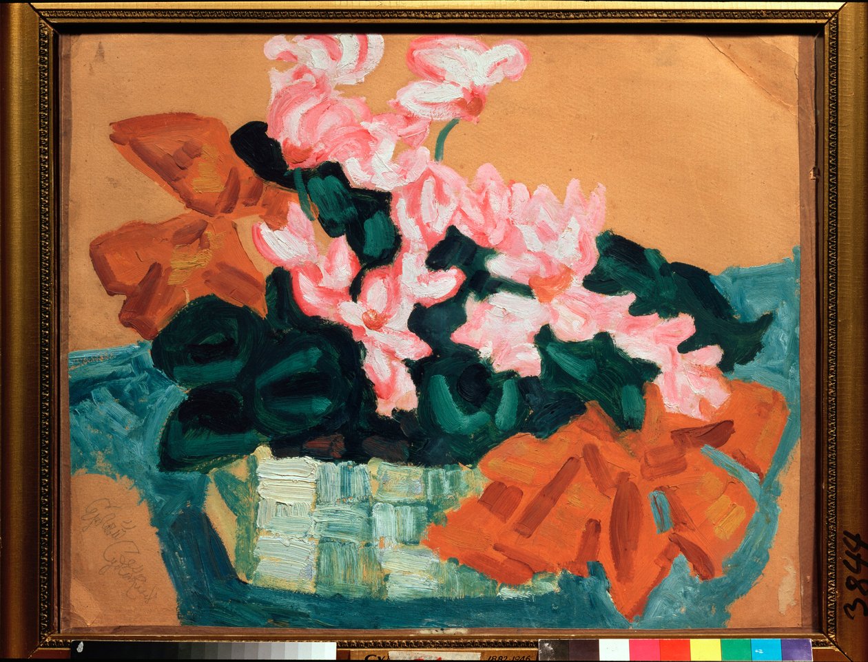 Fleurs, Nature morte (Blomster, stilleben) - Verk av Sergei Yurievich Sudeykin (Serge Soudeikine) (1882-1946), olje på papp - Russisk kunst, modernisme, art nouveau, 1900-tallet - State United Art Museum, Kostroma (Russland) av Sergei Yurevich Sudeikin